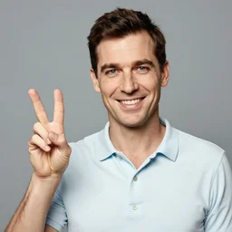 a portrait of svika pick smiling while doing a peace sign, by norman rockwell