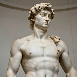 a hyper-detailed marble status of Julius Ceasar by Michelangelo; anatomically correct; an extraordinary masterpiece!!!; proud posture; photorealistic eyes; trending on artstation; f/1.4; 90mm