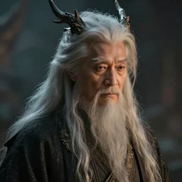 portrait of a gentle and wise dragon with long hairs in alan lee and marc simonetti and emil melmoth style  , cinematic lighting