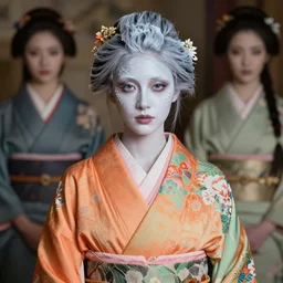 dreamlike luxury stunning gorgeous sensual woman fairy portrait, pale orange and green kimono, art by artgerm, wlop, loish, ilya kuvshinov, 8 k hyperrealistic, hyperdetailed, beautiful lighting, detailed background, depth of field, symmetrical face, frostbite 3 engine, cryengine,