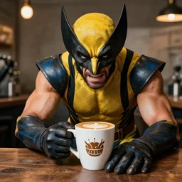 real photo of wolverine making a hart coffee late art