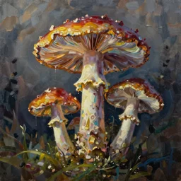 psychedelic mushrooms, oil on canvas