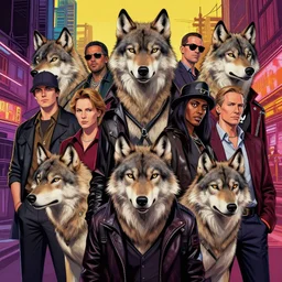 wolfs squad. pop art, paper please style, bioshock style, gta chinatown style, proportional, dynamic composition, face features, body features, ultra realistic art, digital painting, concept art, smooth, sharp focus, intricate, without duplication, elegant, confident posse, art by artgerm and richard hamilton and mimmo rottela, kirokaze and paul robertson