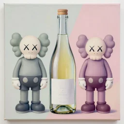 glass wine bottle by shusei nagaoka, kaws, david rudnick, airbrush on canvas, pastel colors, cell - shaded, 8 k