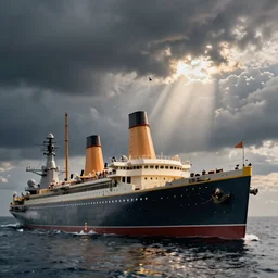 the HMS Titanic being attacked by the USS Zumwalt