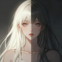 character concept art of an anime goddess of light and shadow | | cute - fine - face, pretty face, realistic shaded perfect face, fine details by artgerm, wlop, rossdraws, james jean, andrei riabovitchev, bangkuart, and sakimichan, seoul, south korea, trending on artstation