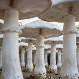 zaha hadid kibbutz inspired by mushroom geometry, depth of field, XF IQ4, 150MP, 50mm, F1.4, ISO 200, 1/160s, natural light