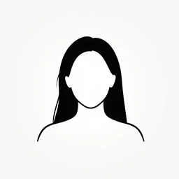 black and white logo of faceless woman head and shoulders, central composition
