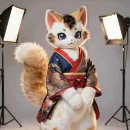 anthropomorphic edo period japanese cat geisha, fluffy tail, fursuit, cosplay, trending on instagram, photography, seen in vogue, sigma 8 5 mm f / 1. 4, studio lighting