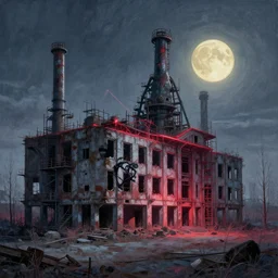 a beautiful detailed painting of building industrial architecture museum nature urbex unfinished building architecture abandoned by banksy, laser infrared at night landscape otherworldly bioshock myst steampunk bladerunner 2 0 4 9 gem morning sun tundra, archdaily, wallpaper, highly detailed, trending on artstation.