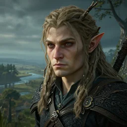 an ultra realistic, cinematic, fantasy portrait, of an elden ring elf, branches, facial features, background of a vast serene landscape, with trees and rivers, detailed, deep focus, movie still, dramatic lighting, ray tracing, by michal karcz, yoshitaka amano, wlop, ross tran