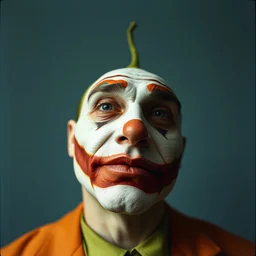 kodak portra 4 0 0, wetplate, 8 k, shot of a highly detailed, britt marling style, colour still - life portrait of a lemon looks like 1 9 9 9 joker, teal and orange, muted coloures
