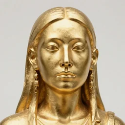 sculpture made of gold, portrait, future, shaman, gold, close up, harper's bazaar, vogue, magazine, insanely detailed and intricate, concept art, ornate, luxury, elite, elegant, trending on artstation,