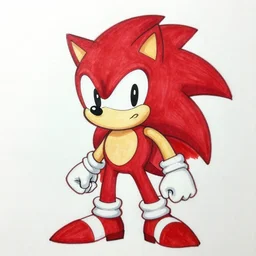 red white ms paint doodle of bad amateur anime sonic drawing, made in ms paint,