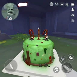 a screenshot of a vr gameplay featuring zombie cakes