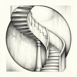 detailed amazing tattoo stencil of a penrose staircase, symmetrical