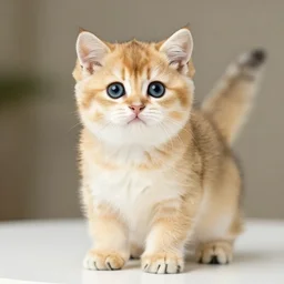a medium shot photograph of a cute golden kitten, 4 k, ultra hd