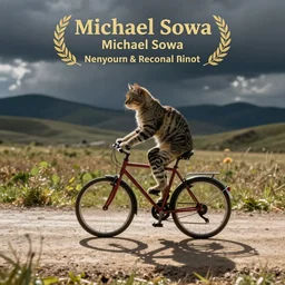 A cat driving a bicycle, an illustration by Michael Sowa, but as photography