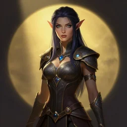 female nightelf girl, beautiful face, rule of thirds, intricate outfit, spotlight, by greg rutkowski, by jeremy mann, digital painting