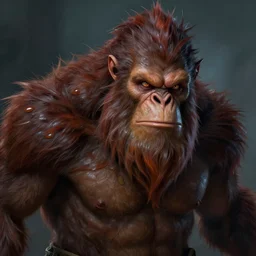 by Derek Riggs, angry, glossy, hyperrealistic digital portrait of A Sasquatch, D&D, fantasy, intricate, cinematic lighting, highly detailed, digital painting, artstation, concept art, smooth, sharp focus, 8k, illustration, art by Artgerm and Greg Rutkowski
