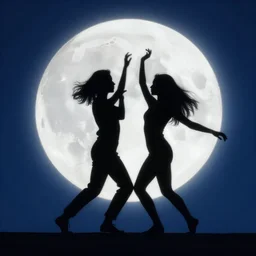 silhouettes dancing in the moonlight