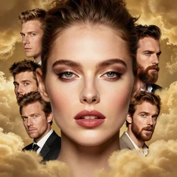 epic portrait of beautiful female face supermodel portrait with deglet noor dates by amy leibowitz, wlop, jeremy lipkin, beeple, intricate, artgerm, ilya kuvshinov, golden clouds background