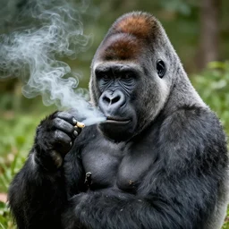 a gorilla smoking a joint