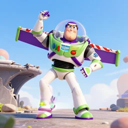 buzz lightyear dancing under a broken bridge, hyper realistic, cgsociety, artstation
