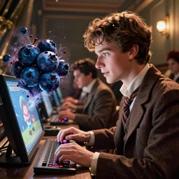Charlie and the chocolate factory blown up blueberry girl playing video games