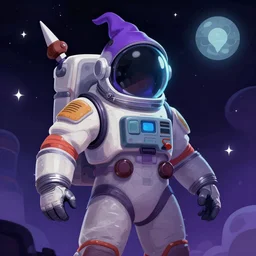 wizard in space suit, detailed award-winning digital 2d fantasy art, trending on ArtStation