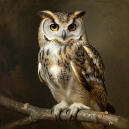 a depiction of an bear owl in the style of john singer sergeant and william