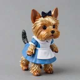matte toy from the 1 9 7 0 s of a tim burton alice in wonderland yorkshire terrier