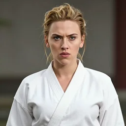 high fidelity, high consistency, scarlett johansson with angry expression as a sholin monk in afro samurai anime. dramatic lighting, anime style, pencil and ink manga drawing, centered in panel, 3 panel action scenes