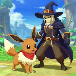 video game elden celebi : espeons reprisal star valley resident evil mismagius mystery dungeon ultrahd resident eevee wearing bandanna fighting espeon, the old god wearing a witch hat pokemon final gamecube