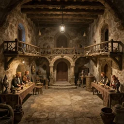 concept art, a beautiful highly detailed interior display of a fantasy small medieval spanish burdel of a small town, poor, small, burdel, realistic shaded lighting poster by ilya kuvshinov, magali villeneuve, artgerm, jeremy lipkin and michael garmash and rob rey