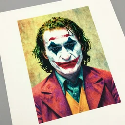 detailed grainy risograph, the heath ledger joker, cyberpunk, vivid colors, by mœbius and philipped druillet