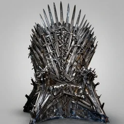 the iron throne is an asymmetric monstrosity of spikes and jagged edges and twisted metal. the throne was constructed by aegon i targaryen from the melted, twisted, beaten, and broken blades surrendered by his enemies, or wrenched from the hands of the dying. according to the songs, it took a thousand blades to make.