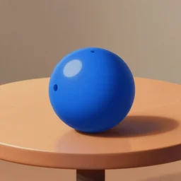 a blue ball on a table, digital artwork by Wlop