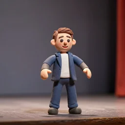 a claymation of a man performing on a stage depth of field 1 0 0 mm
