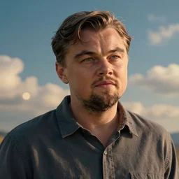 wide shot detailed portrait of leonardo dicaprio in don't look up, octane render, redshift, smooth, illustration, fairy lighting, clouds in the background, hyperrealistic, by dmitry prozorov, loish, and wlop, trending on artstation, hyperdetailed, hyperrealism