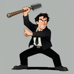 gordon freeman making a silly expression while holding a crowbar above his head, ready to strike, cartoonish art style