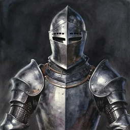 portrait of a black knight, dark fantasy, watercolor, by yoshitaka amano