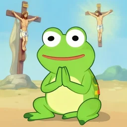 pepe frog praying to jesus christ