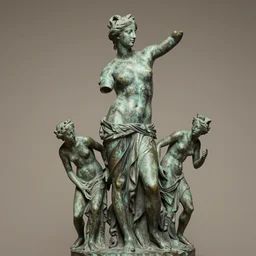 detailed photo of old bronze patina statue of most beautiful woman, full body portrait, various bending poses, photorealism, intricate detail, museum diffuse lighting