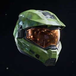 cyberpunk halo helmet floating in space with reflections, epic, dramatic, photorealistic, award winning, 8k,