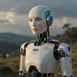 a portrait of a 🤖 in a scenic environment by by slim aarons