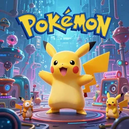 lofi biopunk steampunk pokemon poster, Pixar style, by Tristan Eaton Stanley Artgerm and Tom Bagshaw, 8k, digital art, hd, render,