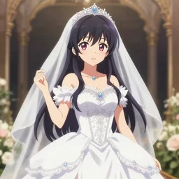 a very very very beautiful anime girl in wedding dress, trending on pixiv, konachan.com, by kantoku