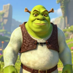 an in game portrait of shrek from the legend of zelda breath of the wild, breath of the wild art style.