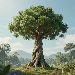 tree of life foating in mid air, dept of field, cinematic, octane render